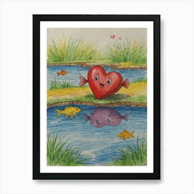 Heart With Fishes Art Print