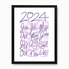 2024 Calendar in Graphic Bold Modern Purple Art Print