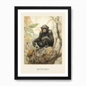 Beatrix Potter Inspired  Animal Watercolour Bonobo 4 Art Print