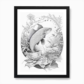 Yotsushiro Koi Fish Haeckel Style Illustastration Art Print