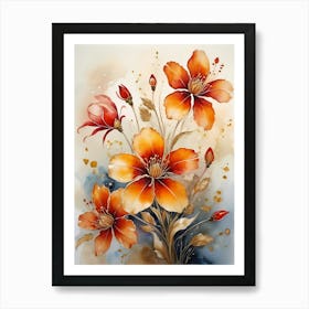 A Bunch Of Blooming Flowers Painting (31) Art Print