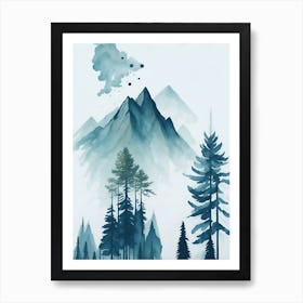 Mountain And Forest In Minimalist Watercolor Vertical Composition 98 Art Print