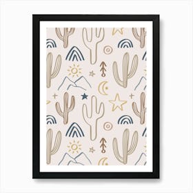 Western Cowboy Pattern Art Print