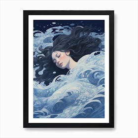 Dreaming Girl and the Ocean 2 Art Print