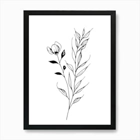 Lily Of The Valley Minimalist Line Art Monoline Illustration Art Print