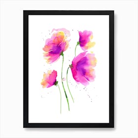 Abstract Poppies Pink I Art Print