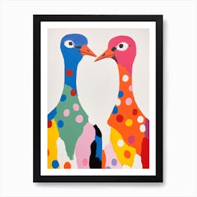 Colourful Kids Animal Art Ostrich 3 Art Print