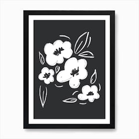 Flower Bouquet 3 Black White Art Print