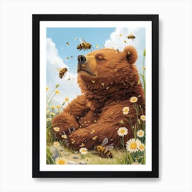 Halictidae Bee Storybook Illustration 2 Art Print