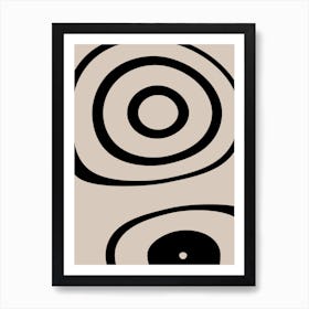 Beige and Black Minimal Abstract Art Print