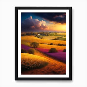 Sunset In A Field Art Print