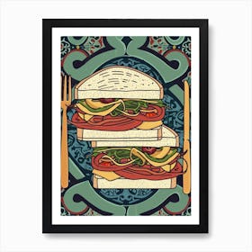 Club Sandwhich On A Decadent Background  Art Print