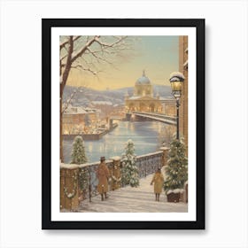 Vintage Winter Illustration Budapest Hungary 4 Art Print