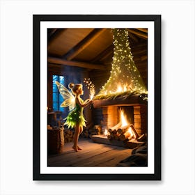 Fairy at the fireplace Art Print