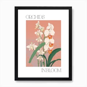 Orchids In Bloom Flowers Bold Illustration 1 Art Print