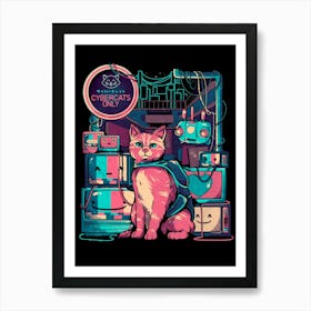 Cybercats Only - Funny Cat Geek Gift Art Print