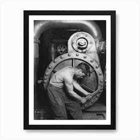 Powerhouse Mechanic, Black and White Vintage Photo Art Print