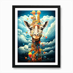 Giraffe With Balloons 2 Art Print