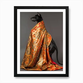 Dog In A Shawl Art Print