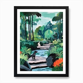 Painting Of A Dog In Gothenburg Botanical Garden, Sweden In The Style Of Matisse 02 Art Print