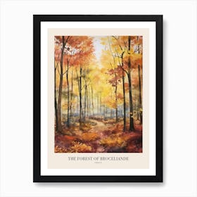 Autumn Forest Landscape The Forest Of Broceliande Poster Art Print