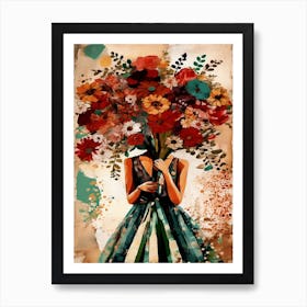 Woman With Flowers Art Print