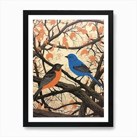 Art Nouveau Birds Poster Bluebird 2 Art Print