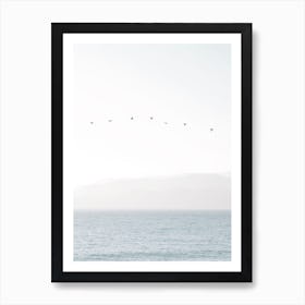 Birds Flying Over Ocean Art Print