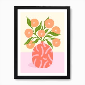 Peach Flowers In A Vase Art Print