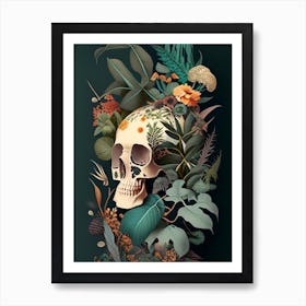 Skull With Terrazzo Patterns 2 Botanical Art Print