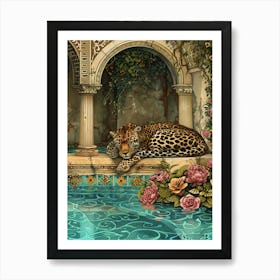 Leopard And Roses Art Print