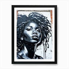 Graffiti Mural Of Beautiful Black Woman 89 Art Print