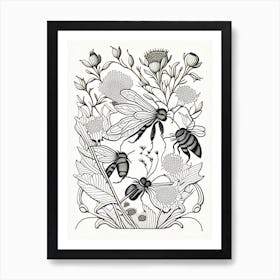 Pollination Bees 9 William Morris Style Poster