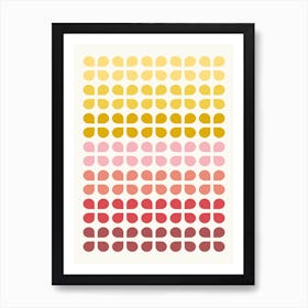 Retro 60s Geometric Petals in Warm Yellow and Pink Art Print