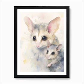 Light Watercolor Painting Of A Baby Possum 3 Art Print