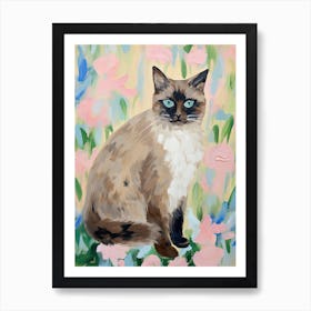 A Birman Cat Painting, Impressionist Painting 4 Art Print