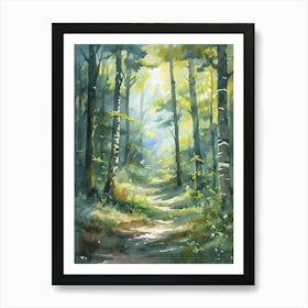 Watercolor Of A Forest Path 2 Art Print