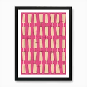 Mid Century Atomic Blocks Pink Art Print