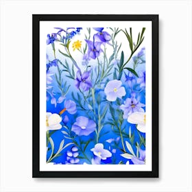 Blue And White Flowers 2 Art Print