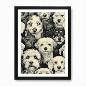 Perfectly Repeatable Artwork With Cute Dog Faces 11 Art Print