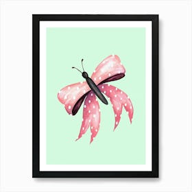 Pink Bow And Butterfly Art Print