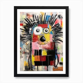 City Life and Wildlife: Basquiat-Style Hedgehog Poster