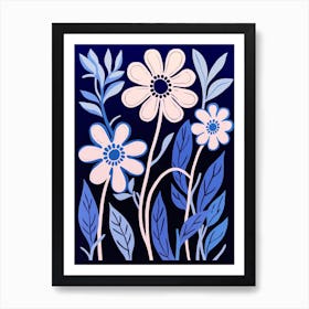 Blue Flower Illustration Edelweiss 3 Art Print