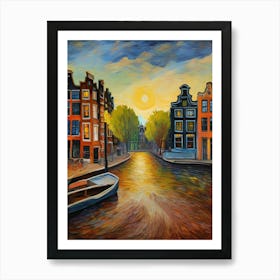 Wall painting print, Amsterdam, Netherlands, landscape art, Van Gogh style, fine art..249 Art Print