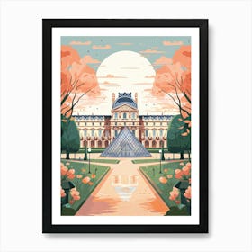 The Louvre   Paris, France   Cute Botanical Illustration Travel 1 Poster