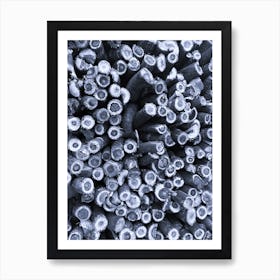 Black And White Stack Of Logs Art Print