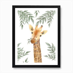 Watercolour Giraffe Neutral Boho Print Art Print