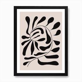 Abstract Black And Beige Leaves Art Print