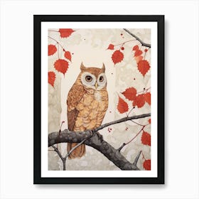 Bird Illustration Eastern Screech Owl 1 Art Print