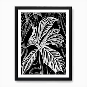 Cardamom Leaf Linocut 1 Art Print